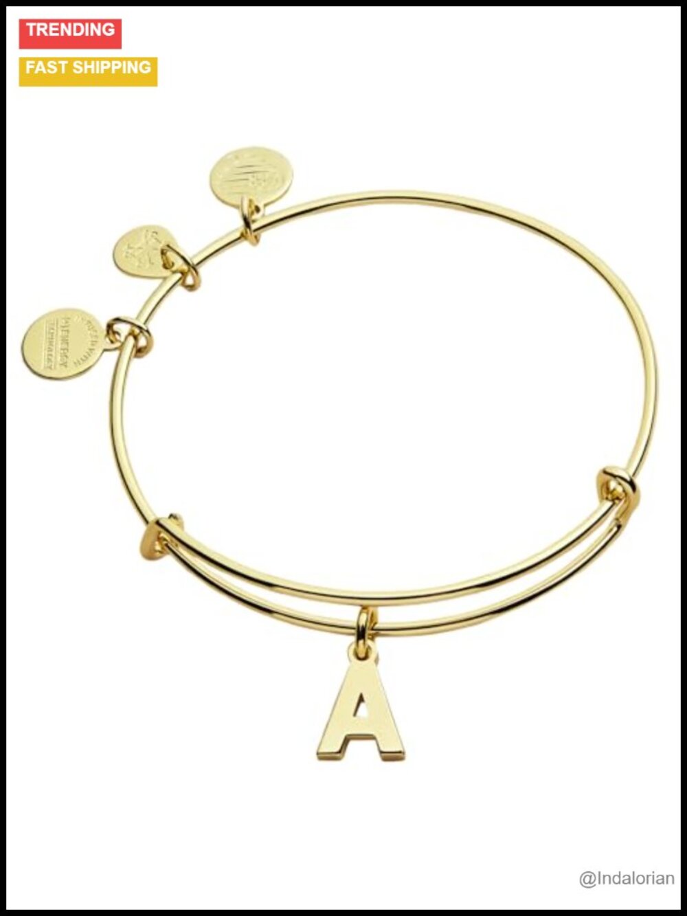 Alex and Ani Expandable Bangle Letter A Shiny Finish Nickel-Free